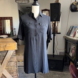 Anthropologie Tylho 100% Silk Black Shirt Dress
